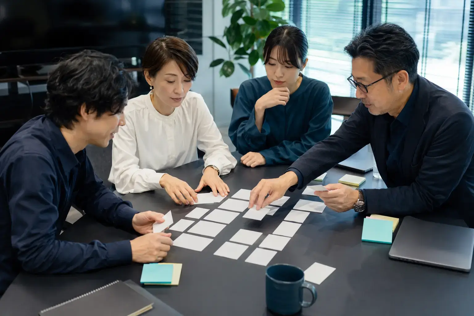 Cross-functional product team organizing a software delivery plan